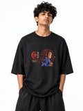 Kokushibo Unisex Black Embroidery T-Shirt | Premium Oversized 240 GSM Pure Cotton