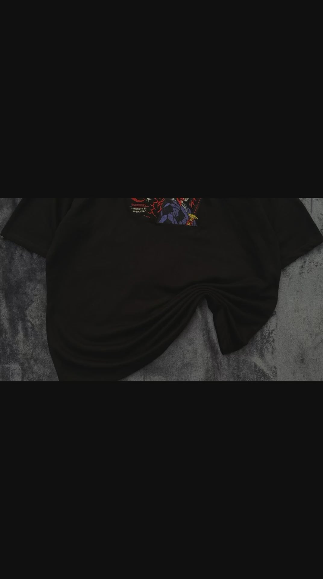 Kokushibo Unisex Black Embroidery T-Shirt | Premium Oversized 240 GSM Pure Cotton